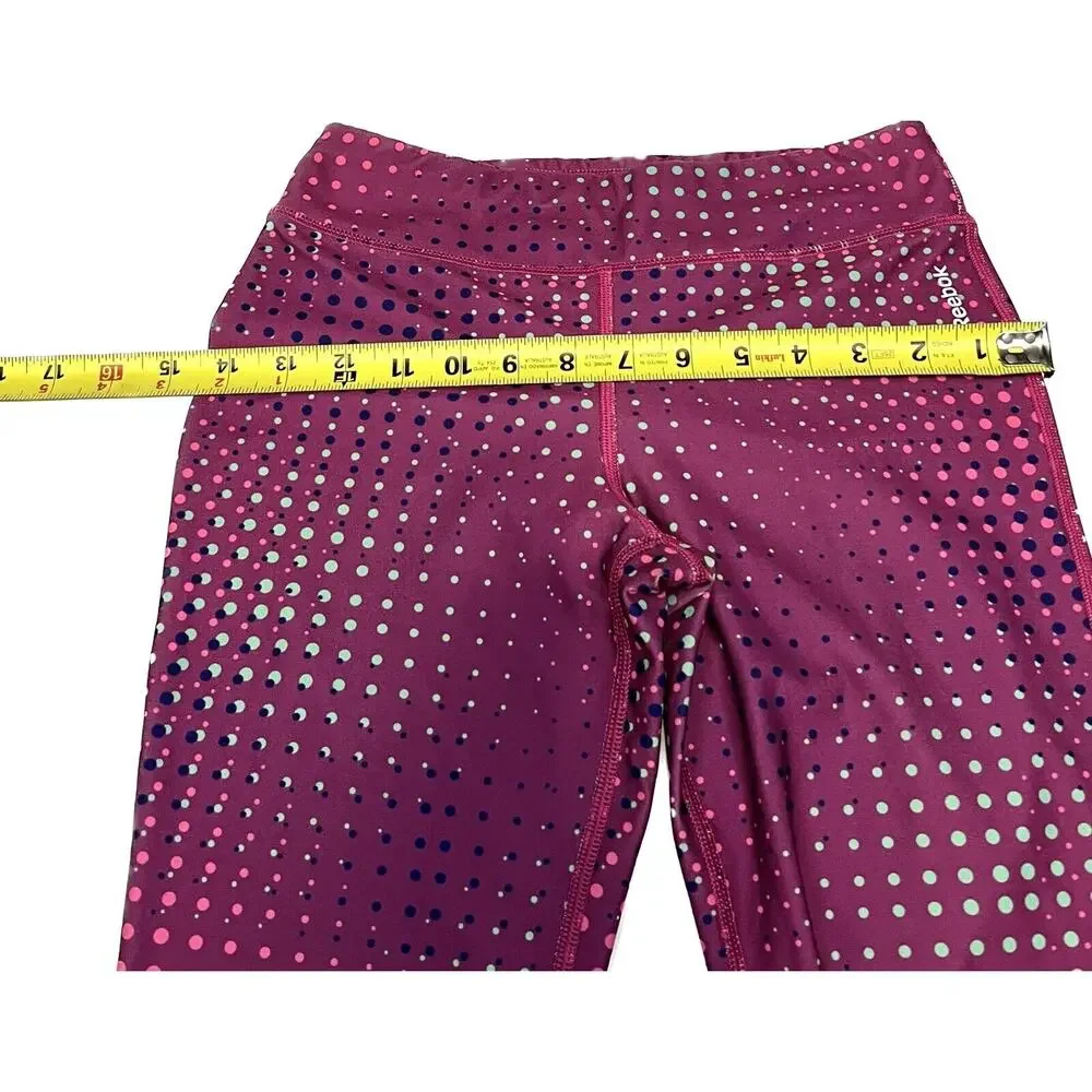 Reebok Capri Leggings Hot Pink Iridescent Polka Dots Girls Sz Large